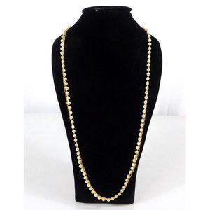 Vintage Signed Napier Faux Pearl Woven Gold Tone Necklace Chain 24"